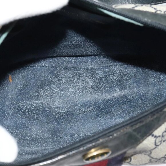 GUCCI GG Supreme Sherry Line Shoulder Bag PVC Navy Gold 10 2 8840 Auth 127091 - Picture 11 of 16